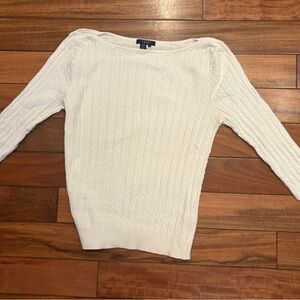 Chaps Women's White Cable Knit Sweater